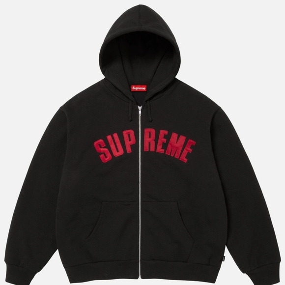 Supreme Black Polararc Hoodie with Red Logo